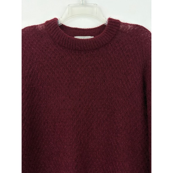 Everlane Alpaca Crew Sweater Size M Oxblood Sheer Diamond Stitch Lightweight - Picture 4 of 12